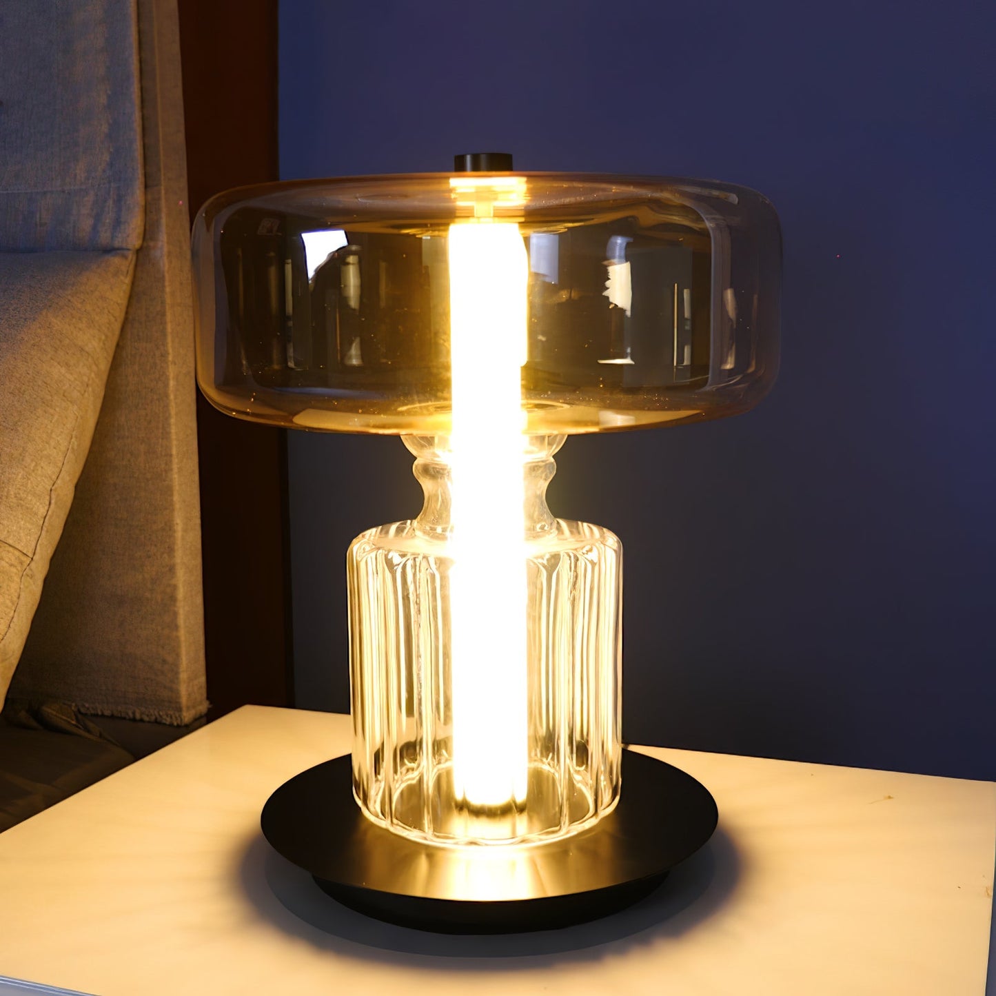 Hand Blown Glass Table Lamp | Smoky Gray Finish | Two Sizes Available