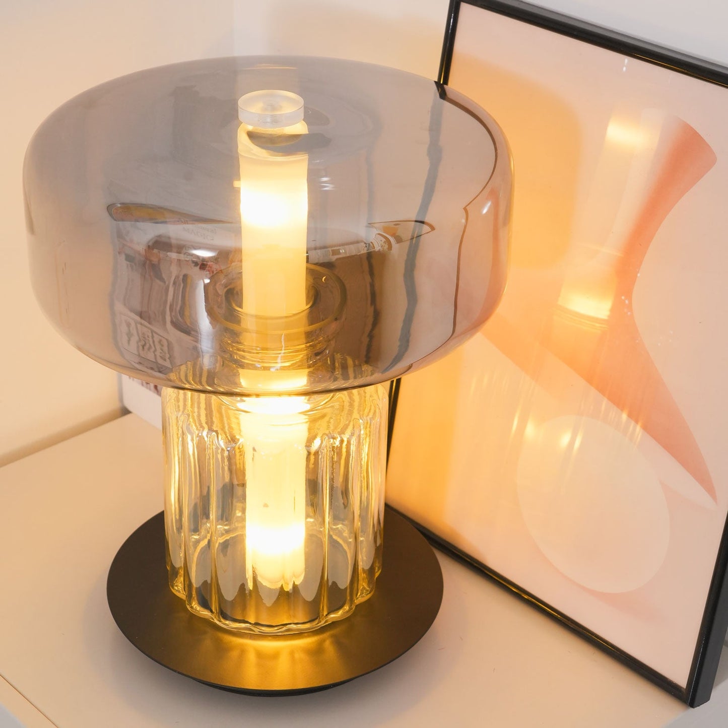 Hand Blown Glass Table Lamp | Smoky Gray Finish | Two Sizes Available