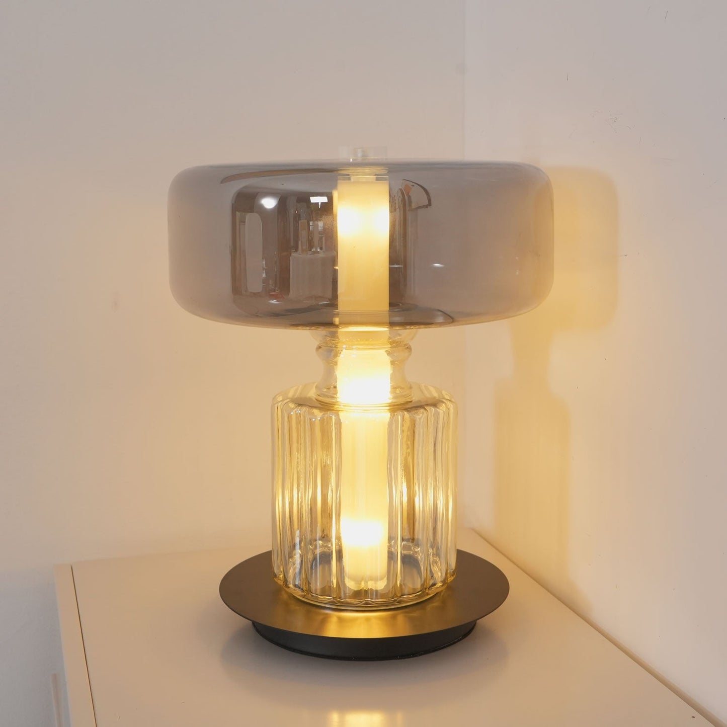 Hand Blown Glass Table Lamp | Smoky Gray Finish | Two Sizes Available