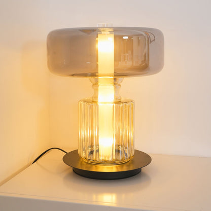 Hand Blown Glass Table Lamp | Smoky Gray Finish | Two Sizes Available