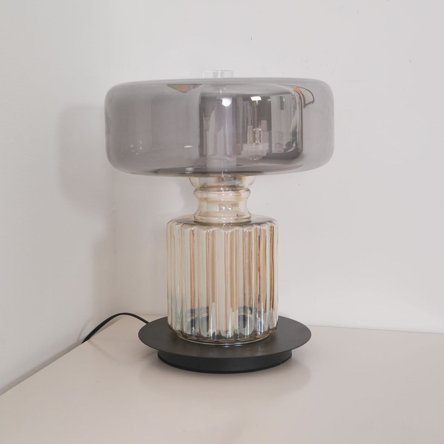 Hand Blown Glass Table Lamp | Smoky Gray Finish | Two Sizes Available
