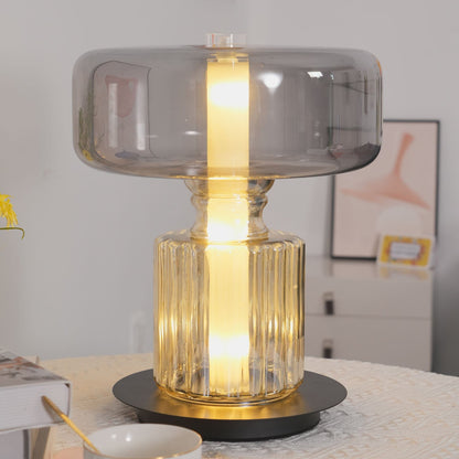 Hand Blown Glass Table Lamp | Smoky Gray Finish | Two Sizes Available