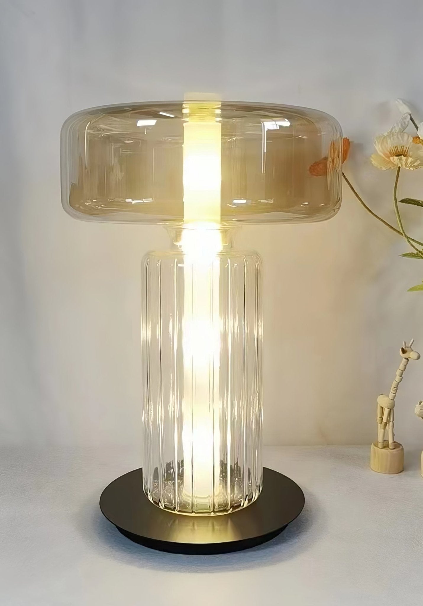 Hand Blown Glass Table Lamp | Smoky Gray Finish | Two Sizes Available