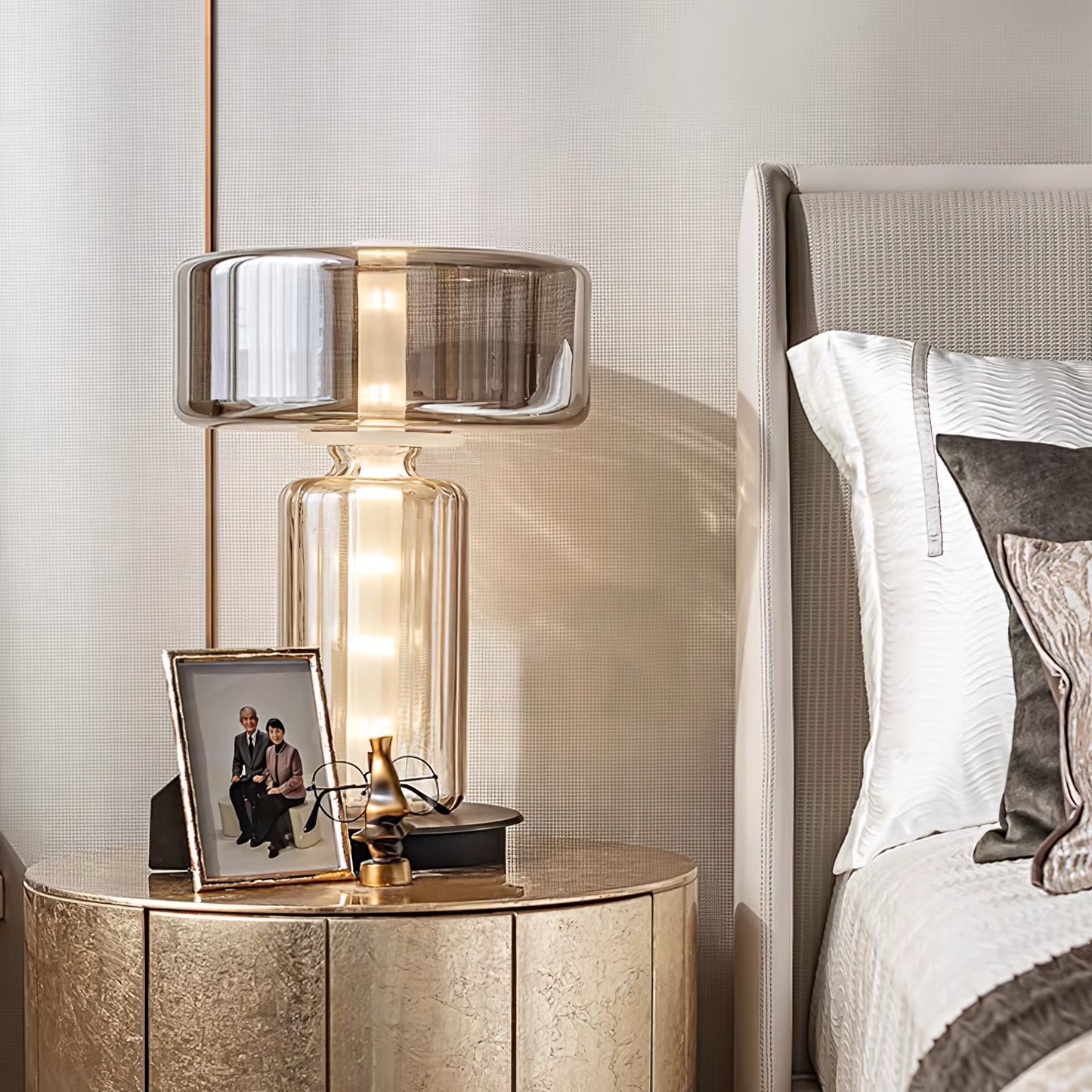 Hand Blown Glass Table Lamp | Smoky Gray Finish | Two Sizes Available