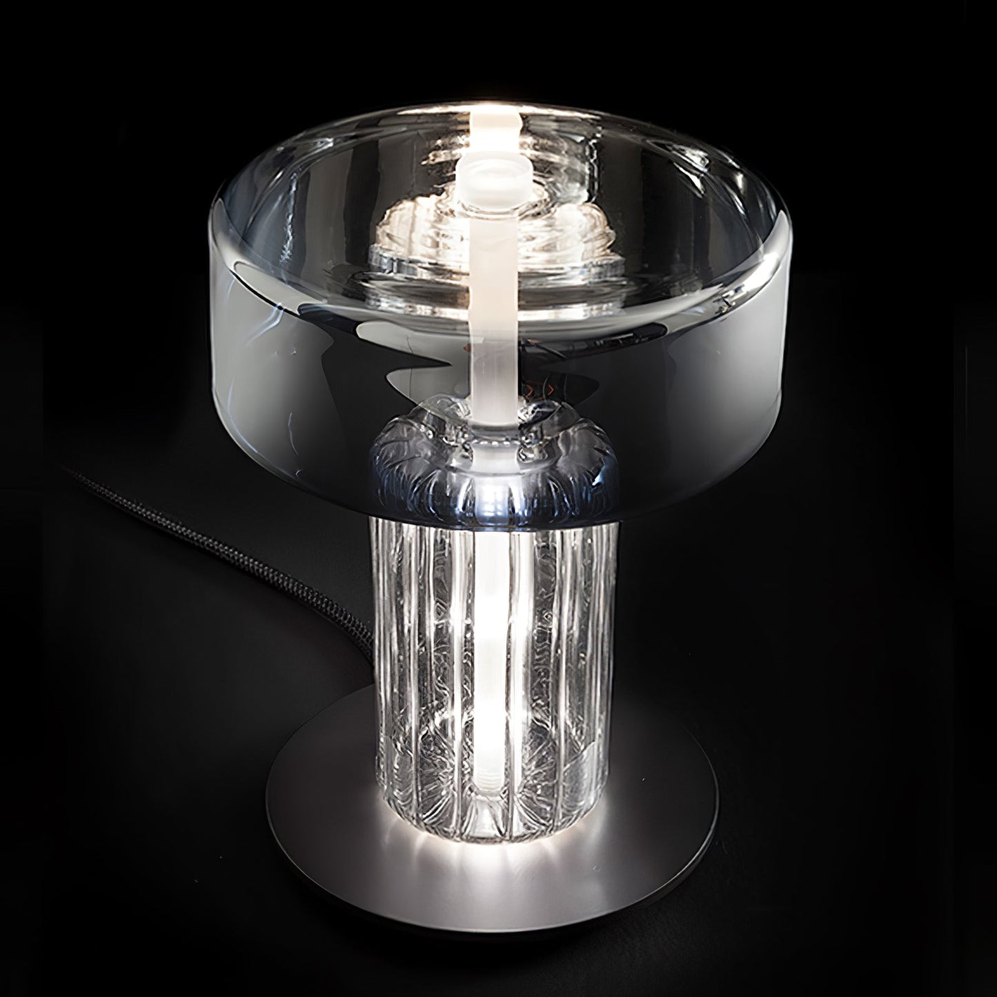 Hand Blown Glass Table Lamp | Smoky Gray Finish | Two Sizes Available