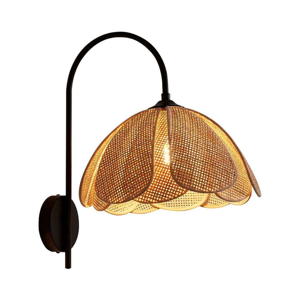 Rattan Petal Wall Lamp | Natural Rattan & Metal | Set of 2
