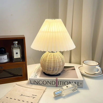 Rattan Table Lamp | Integrated LED | 24cm Diameter