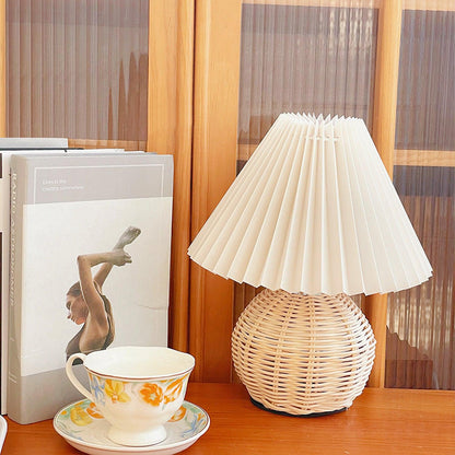 Rattan Table Lamp | Integrated LED | 24cm Diameter
