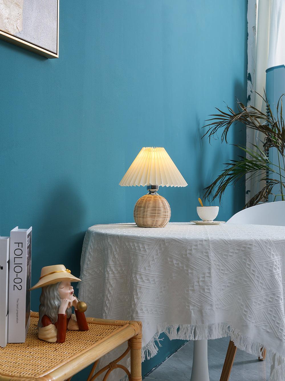 Rattan Table Lamp | Integrated LED | 24cm Diameter