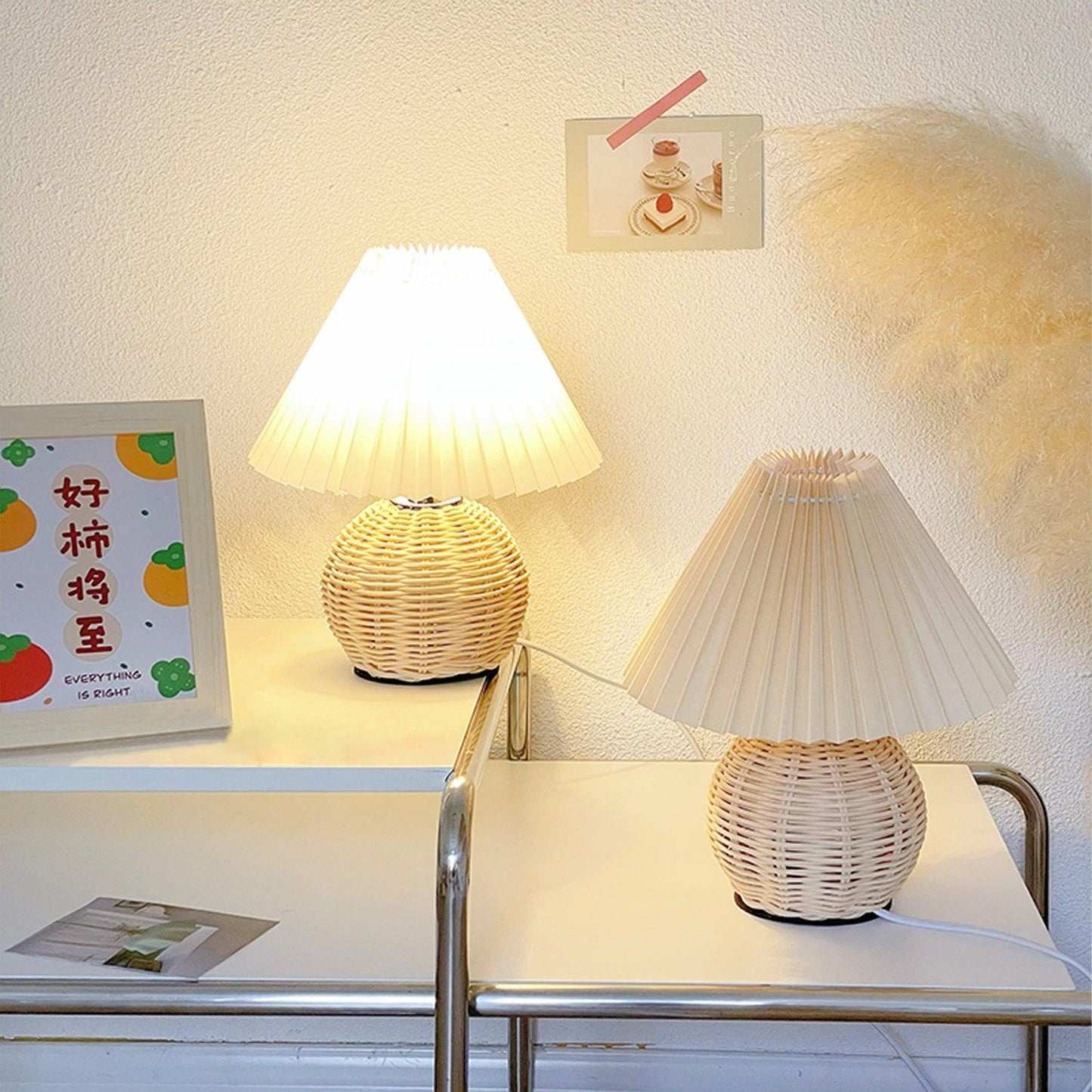 Rattan Table Lamp | Integrated LED | 24cm Diameter