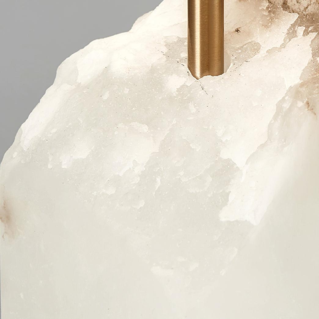 Alabaster Table Lamp | Hand-Hewn Alabaster & Metal | White Shade, 55cm