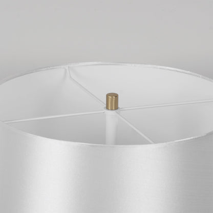 Alabaster Table Lamp | Hand-Hewn Alabaster & Metal | White Shade, 55cm