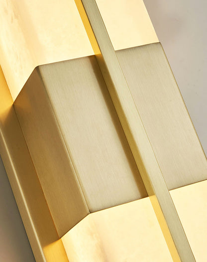 Rectangular Wall Sconce | Alabaster & Brass | Set of 2