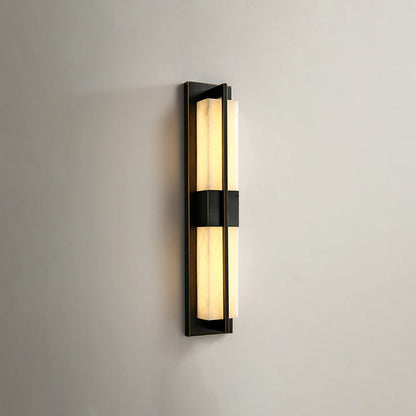 Rectangular Wall Sconce | Alabaster & Brass | Set of 2