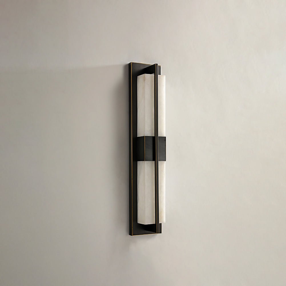 Rectangular Wall Sconce | Alabaster & Brass | Set of 2
