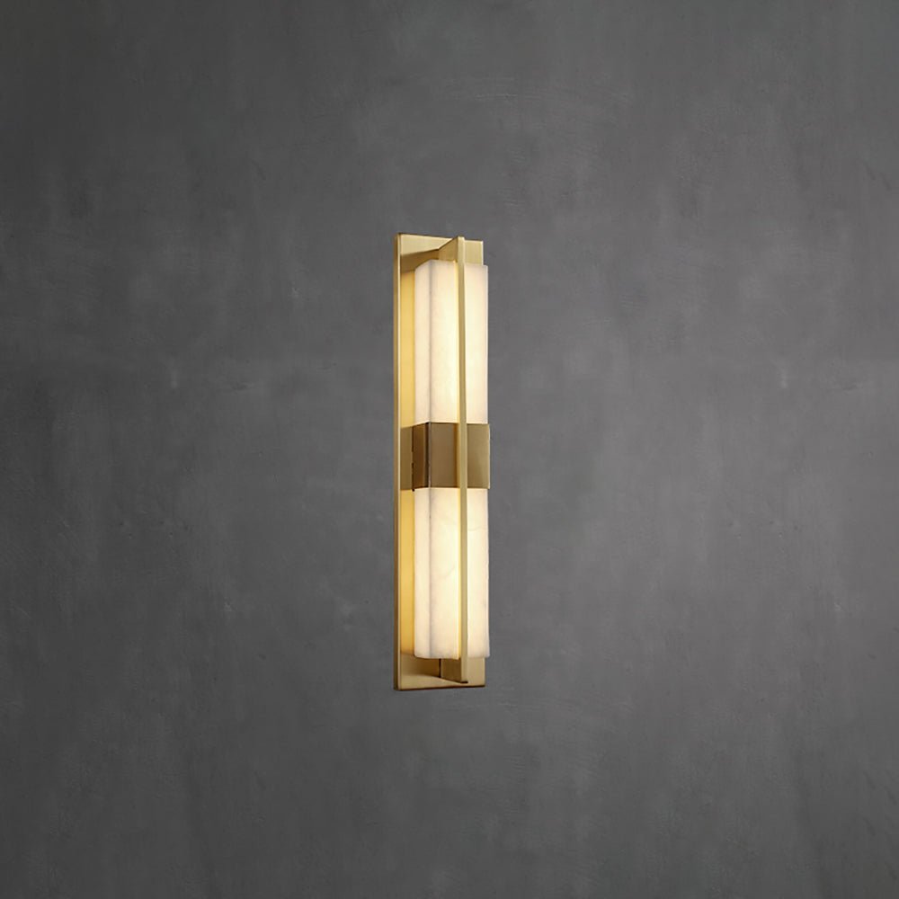 Rectangular Wall Sconce | Alabaster & Brass | Set of 2