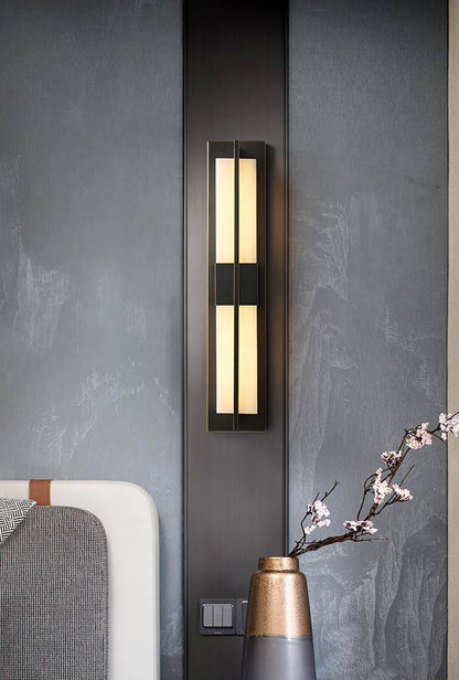 Rectangular Wall Sconce | Alabaster & Brass | Set of 2