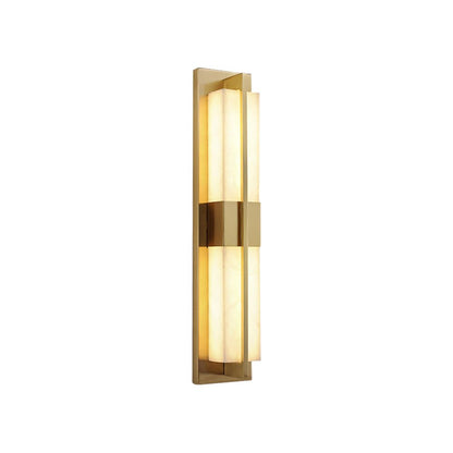 Rectangular Wall Sconce | Alabaster & Brass | Set of 2