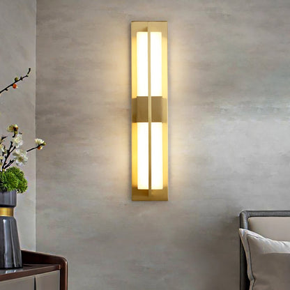 Rectangular Wall Sconce | Alabaster & Brass | Set of 2