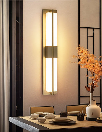Rectangular Wall Sconce | Alabaster & Brass | Set of 2