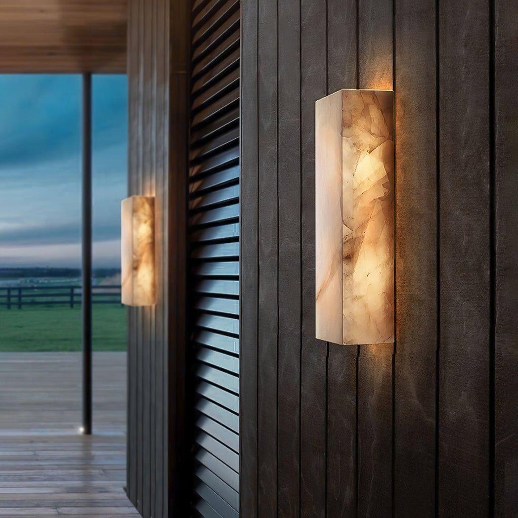 Alabaster Wall Sconce | Natural Semi-Translucent Stone | Set of 2