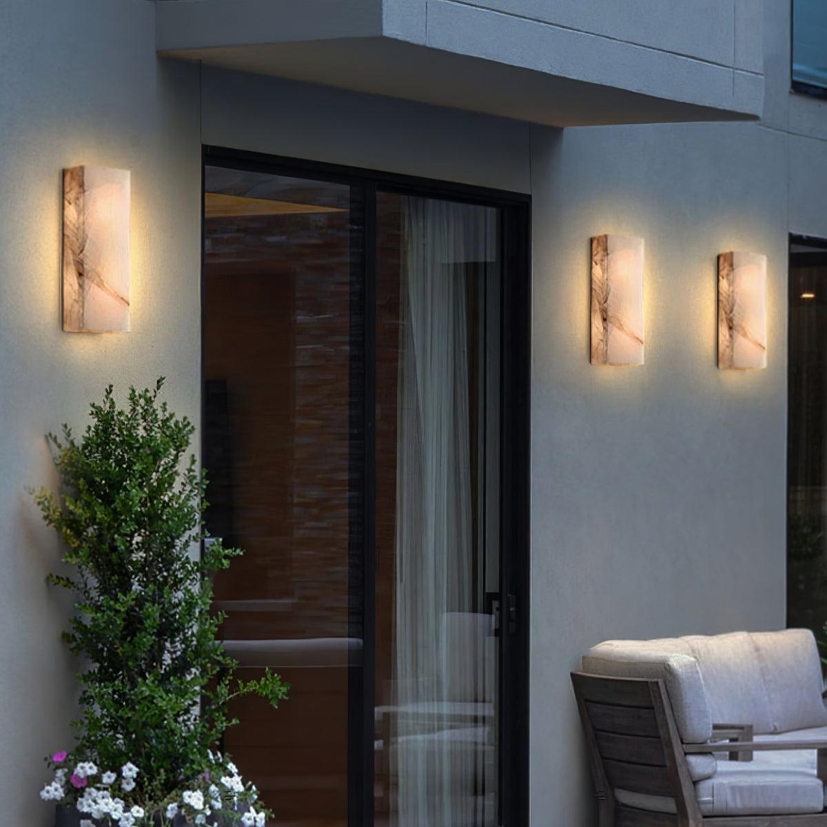 Alabaster Wall Sconce | Natural Semi-Translucent Stone | Set of 2