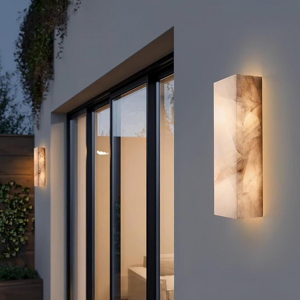 Alabaster Wall Sconce | Natural Semi-Translucent Stone | Set of 2