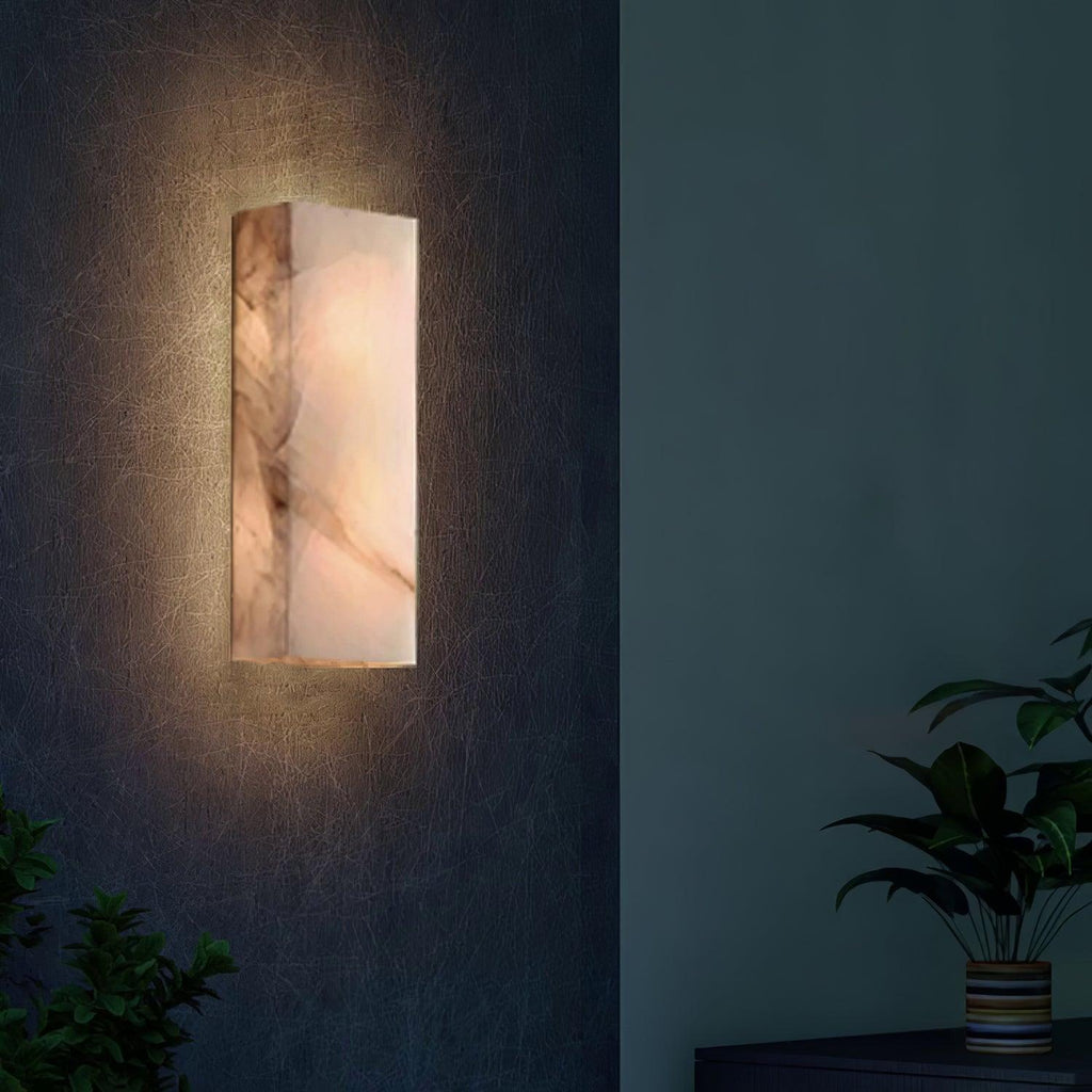 Alabaster Wall Sconce | Natural Semi-Translucent Stone | Set of 2
