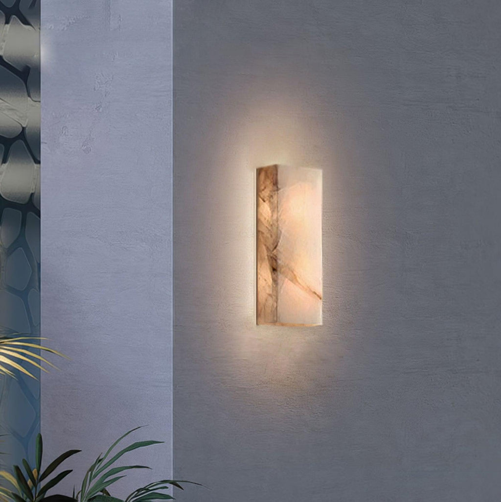 Alabaster Wall Sconce | Natural Semi-Translucent Stone | Set of 2