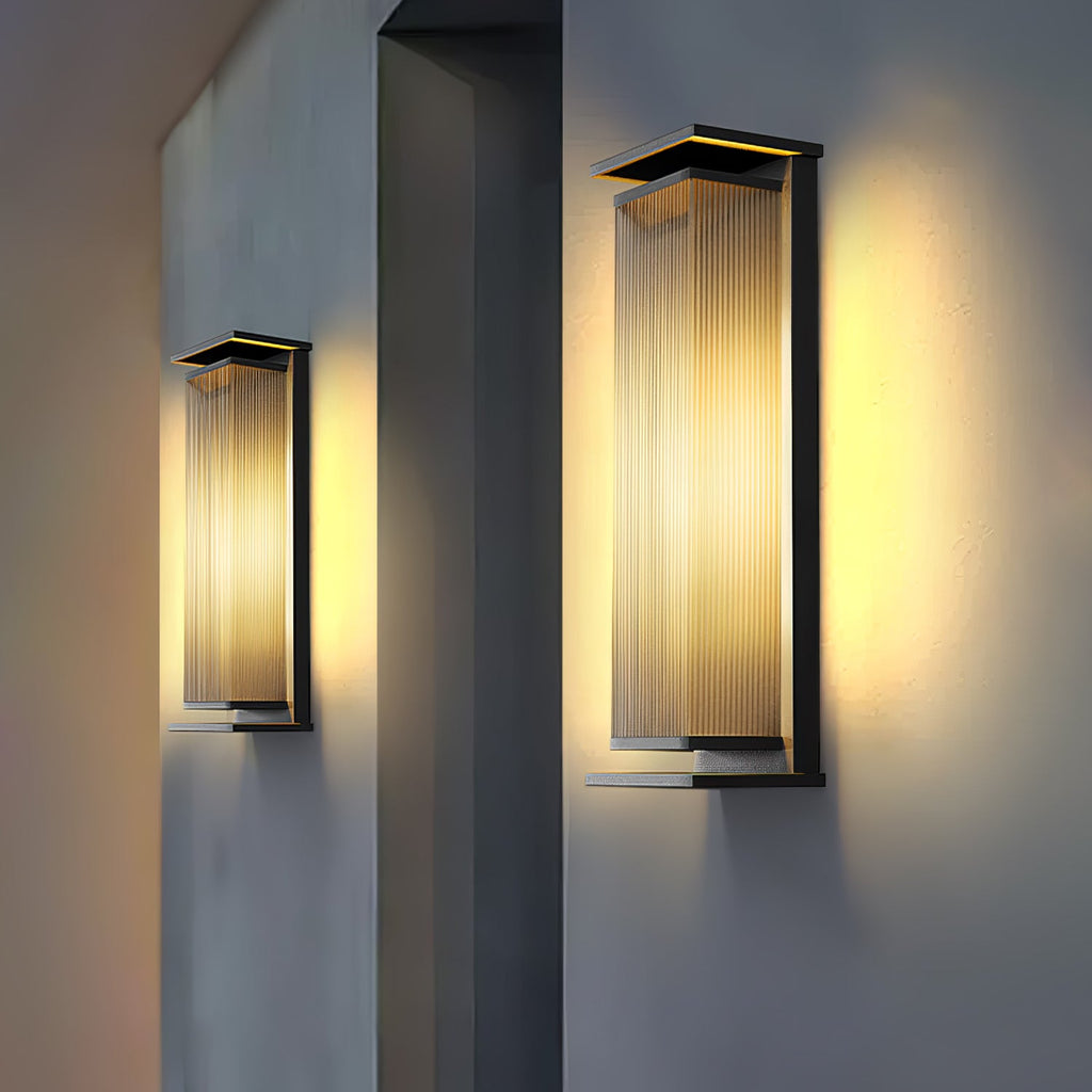 Rectangular Outdoor Wall Lamp | Stainless Steel & Acrylic | Set of 2