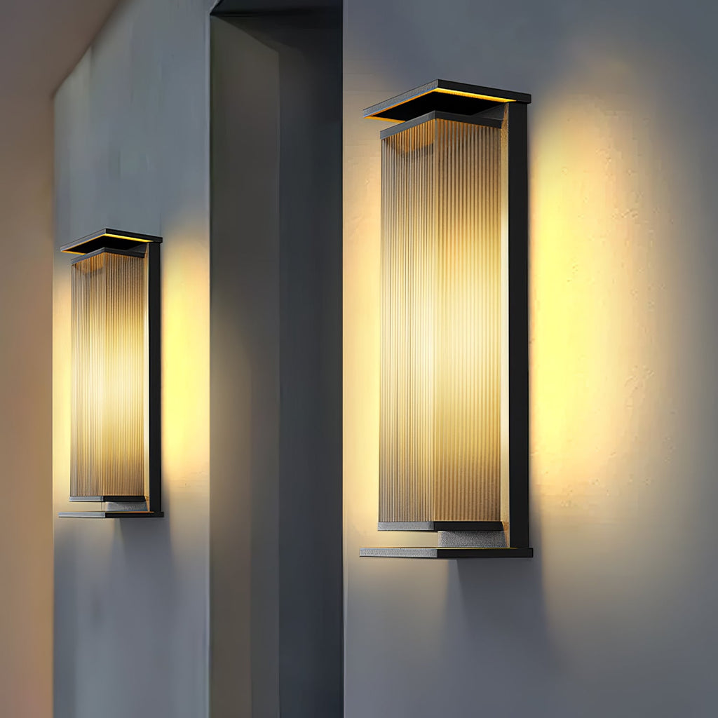 Rectangular Outdoor Wall Lamp | Stainless Steel & Acrylic | Set of 2