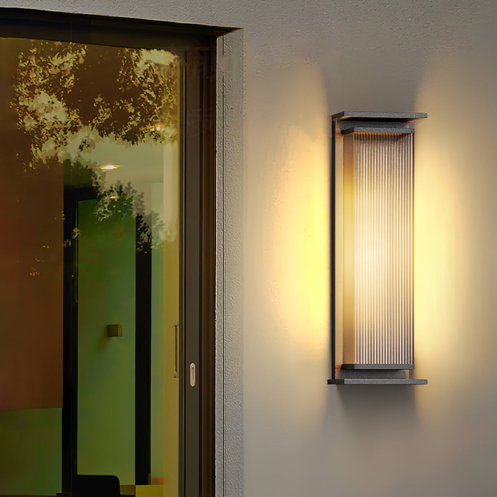 Rectangular Outdoor Wall Lamp | Stainless Steel & Acrylic | Set of 2