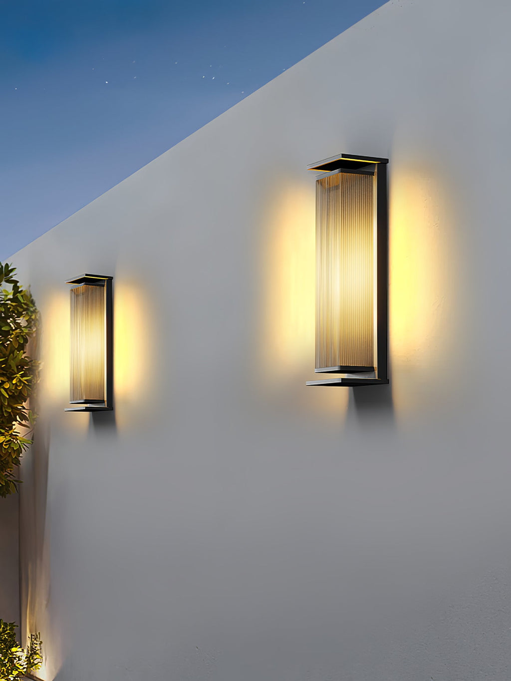 Rectangular Outdoor Wall Lamp | Stainless Steel & Acrylic | Set of 2