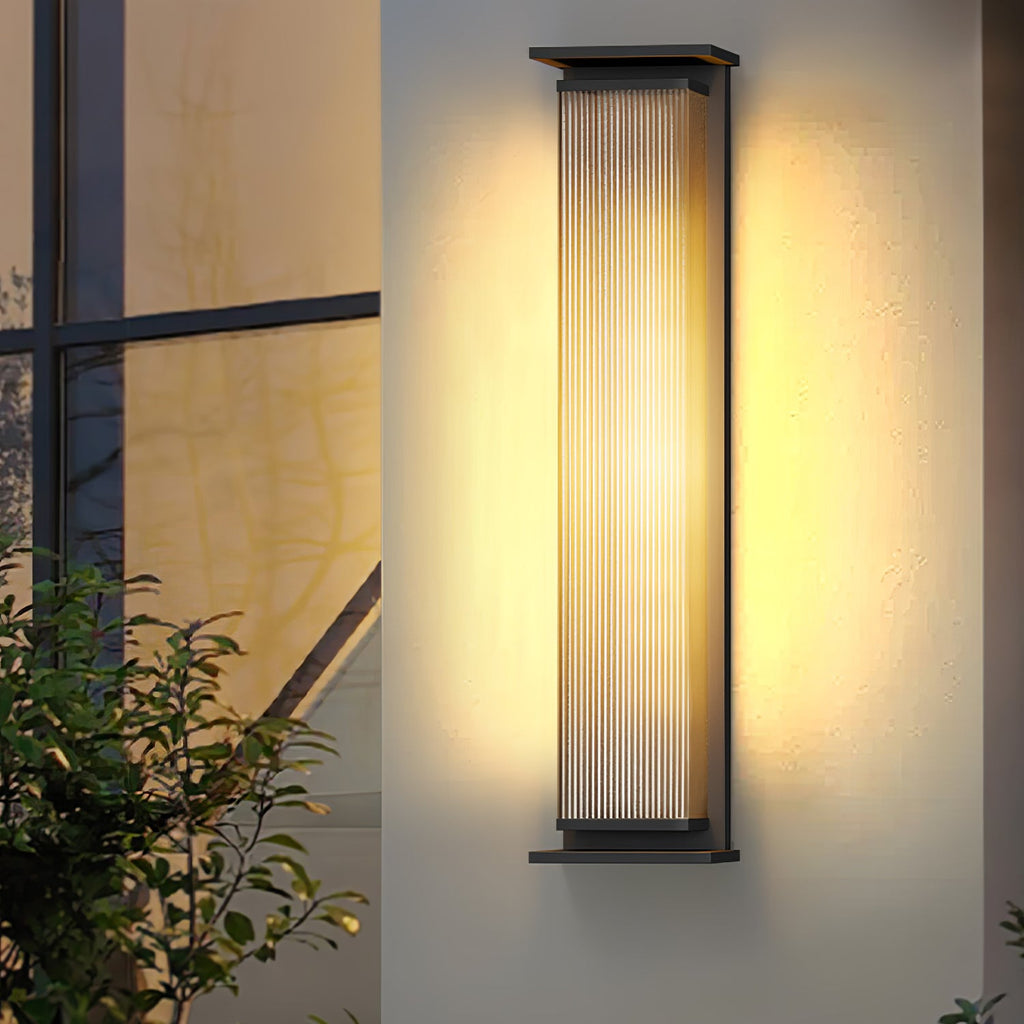 Rectangular Outdoor Wall Lamp | Stainless Steel & Acrylic | Set of 2