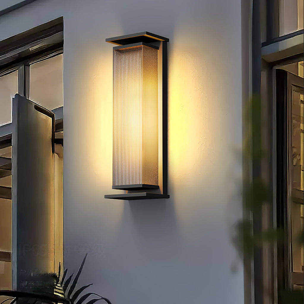 Rectangular Outdoor Wall Lamp | Stainless Steel & Acrylic | Set of 2