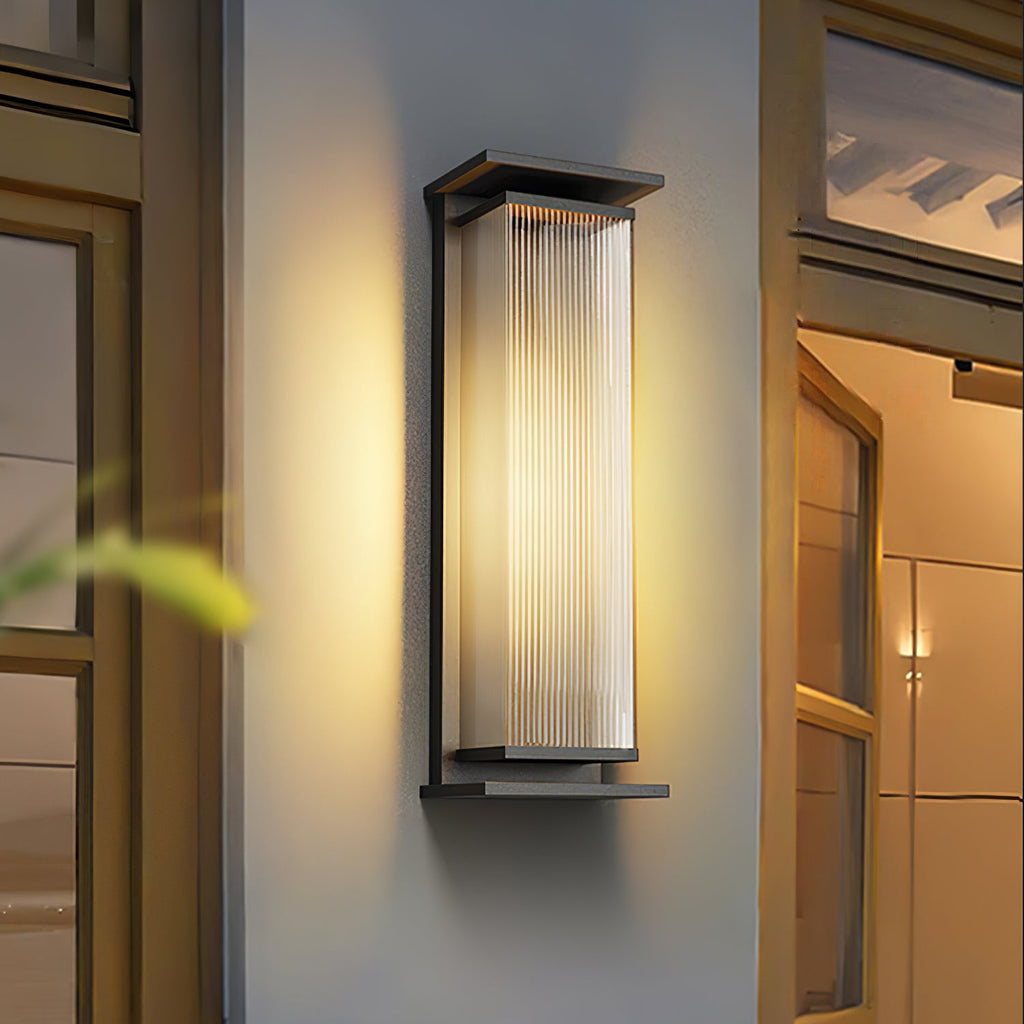 Rectangular Outdoor Wall Lamp | Stainless Steel & Acrylic | Set of 2