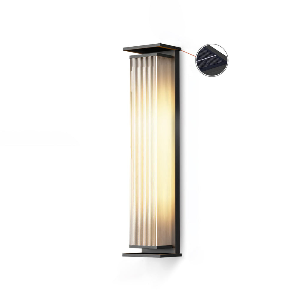 Rectangular Solar Outdoor Wall Lamp | Stainless Steel & Acrylic | Set of 2