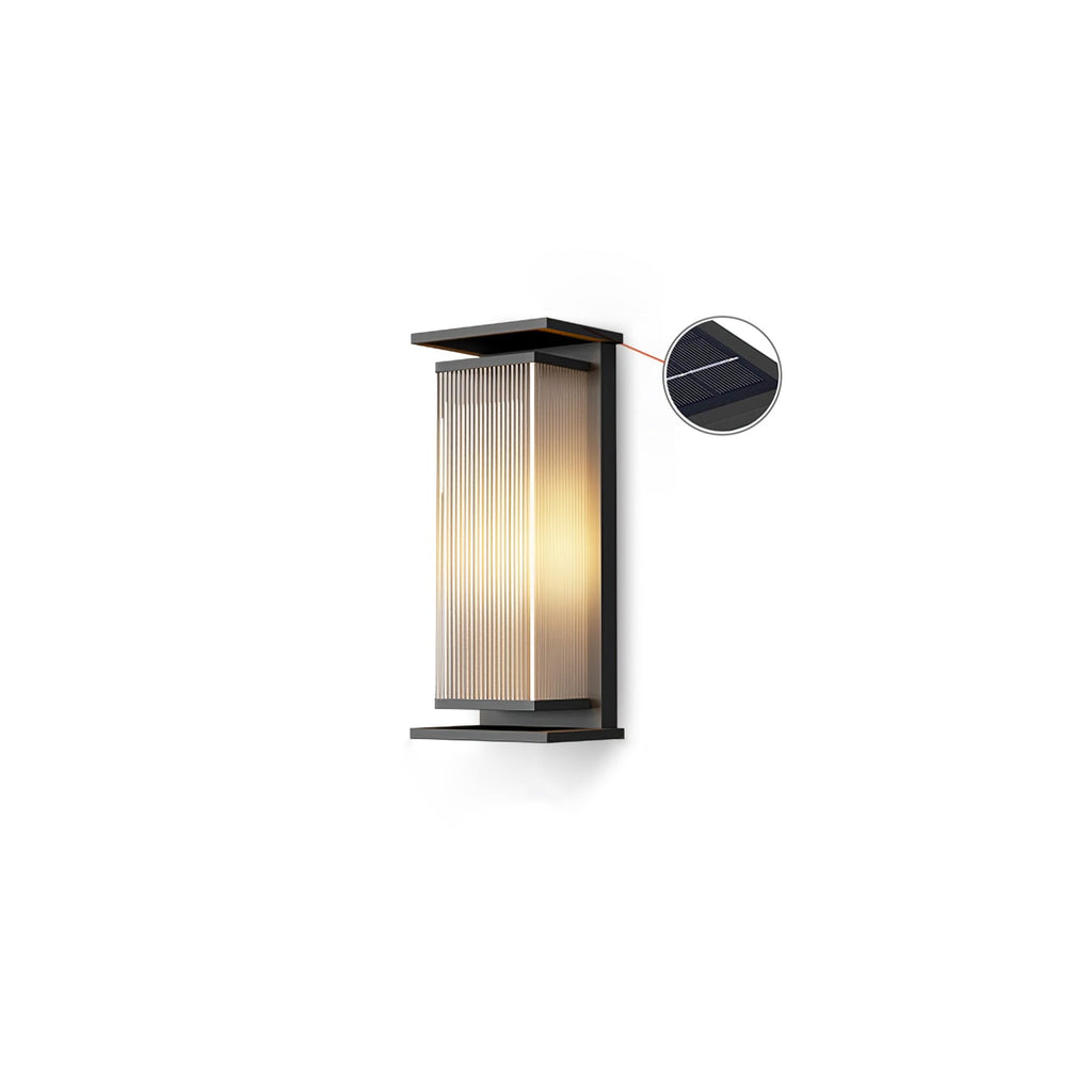 Rectangular Solar Outdoor Wall Lamp | Stainless Steel & Acrylic | Set of 2