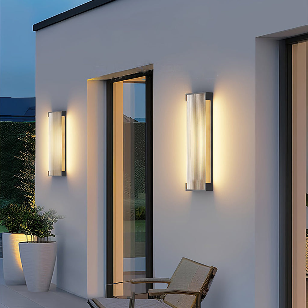 Rectangular Outdoor Wall Light | Black Stainless Steel | Set of 2