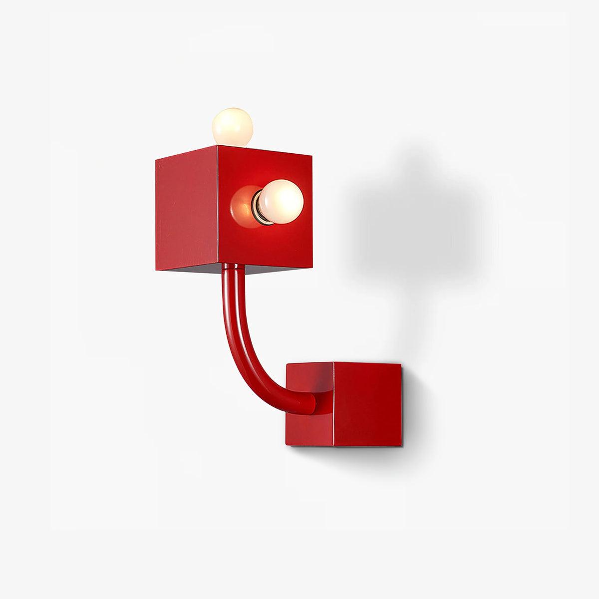 Red Cube Wall Lamp | High-Quality Iron | 24.5cm Diameter