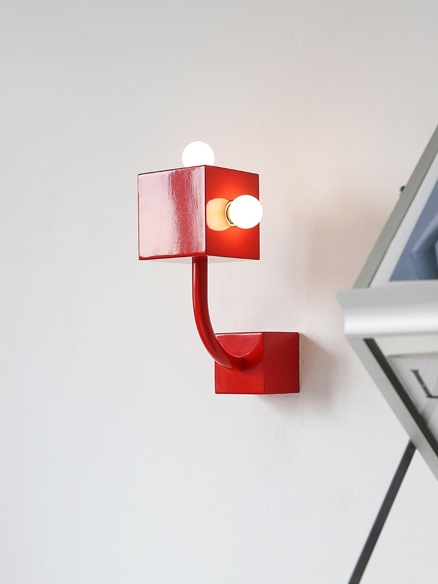 Red Cube Wall Lamp | High-Quality Iron | 24.5cm Diameter
