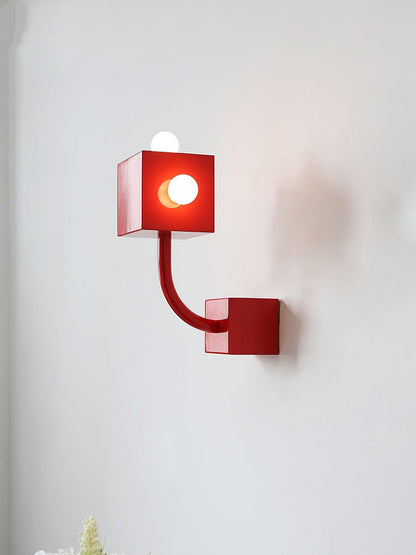 Red Cube Wall Lamp | High-Quality Iron | 24.5cm Diameter
