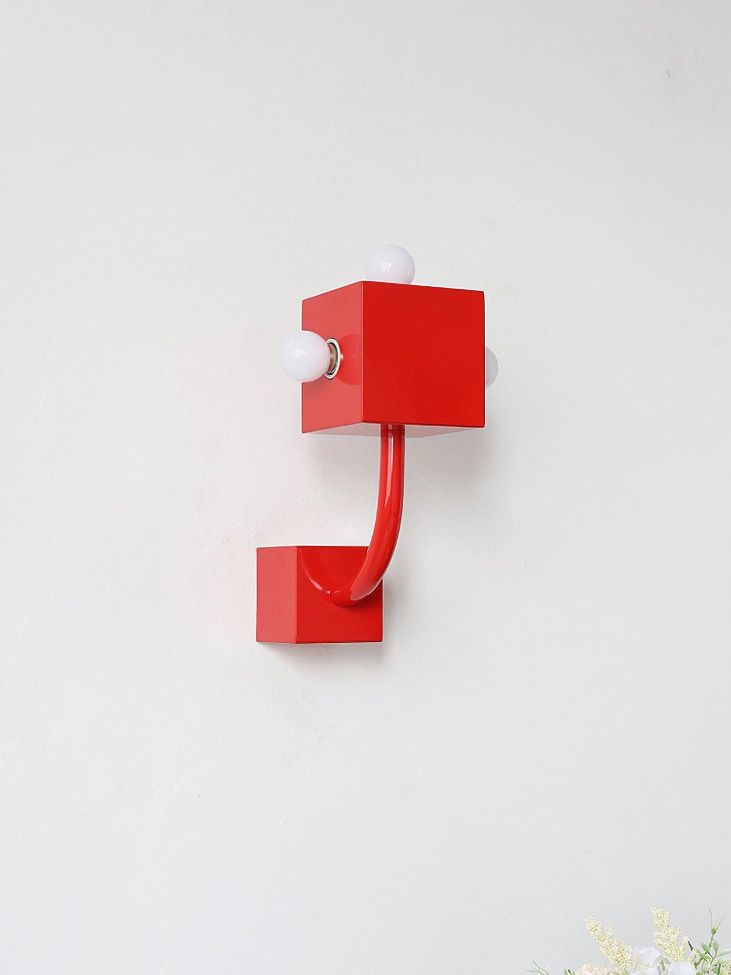 Red Cube Wall Lamp | High-Quality Iron | 24.5cm Diameter