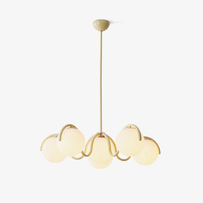 Reedway Linear Chandelier | Metal Frame | 6 White Glass Globes