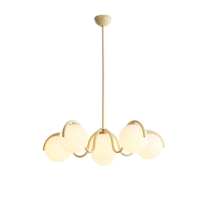 Reedway Linear Chandelier | Metal Frame | 6 White Glass Globes