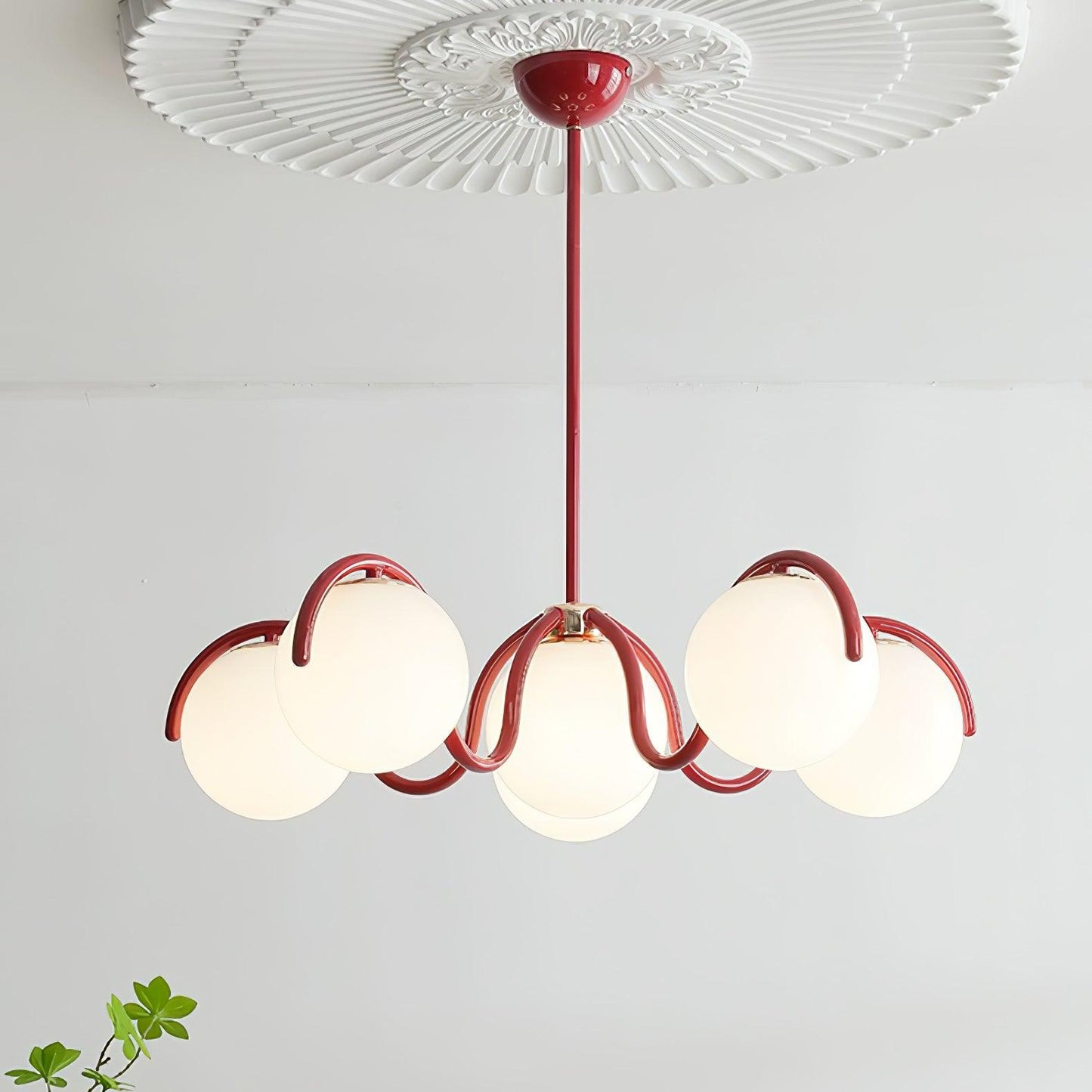 Reedway Linear Chandelier | Metal Frame | 6 White Glass Globes