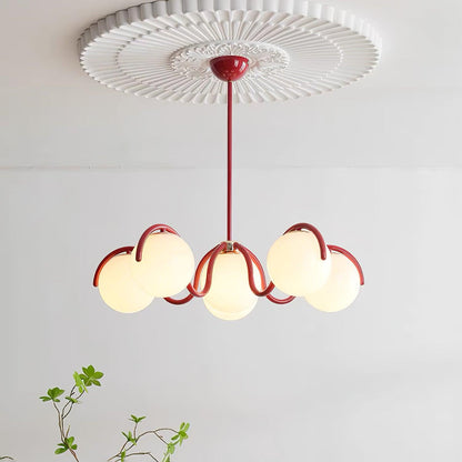 Reedway Linear Chandelier | Metal Frame | 6 White Glass Globes