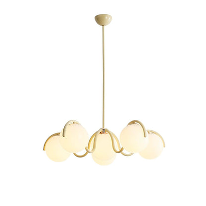 Reedway Linear Chandelier | Metal Frame | 6 White Glass Globes