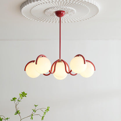 Reedway Linear Chandelier | Metal Frame | 6 White Glass Globes