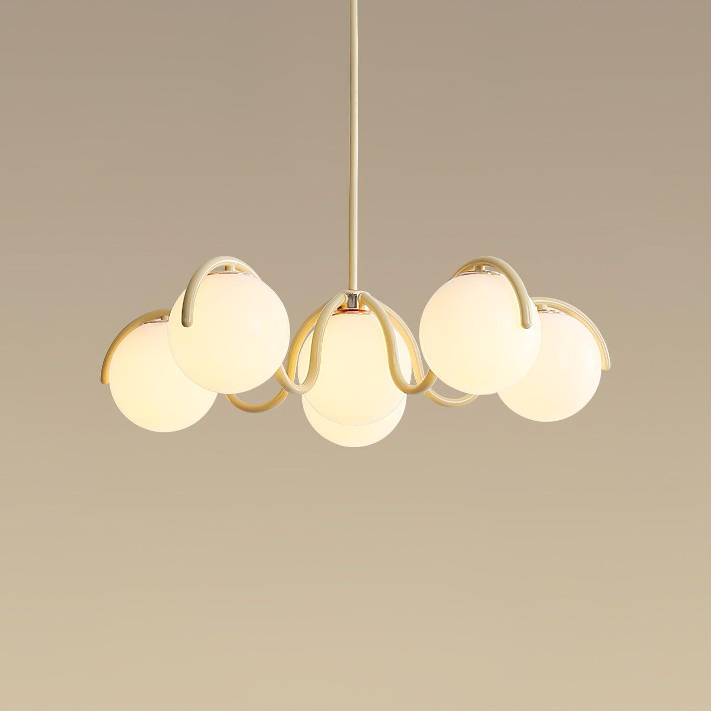 Reedway Linear Chandelier | Metal Frame | 6 White Glass Globes